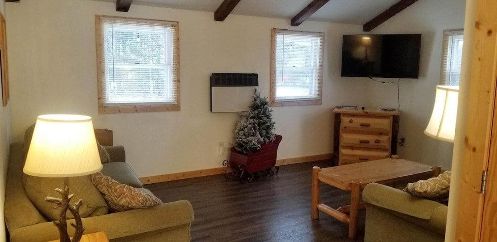 Upstairs Living Room with 2 couches and Roku TV